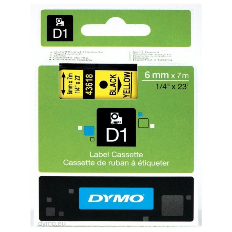 Cinta Original DYMO S0720790 Negro sobre Amarillo 6mm x 7m - S0720790