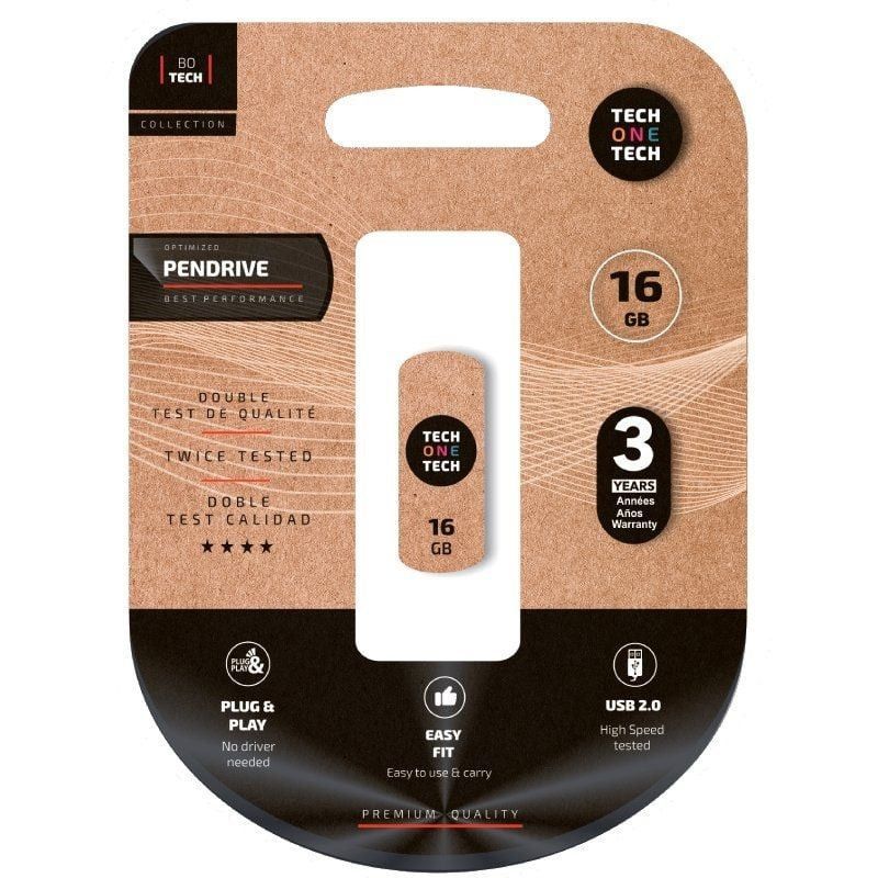 Pendrive TECH ONE TECH TEC3004-16 - 16GB · USB 2.0 · Smart Clip